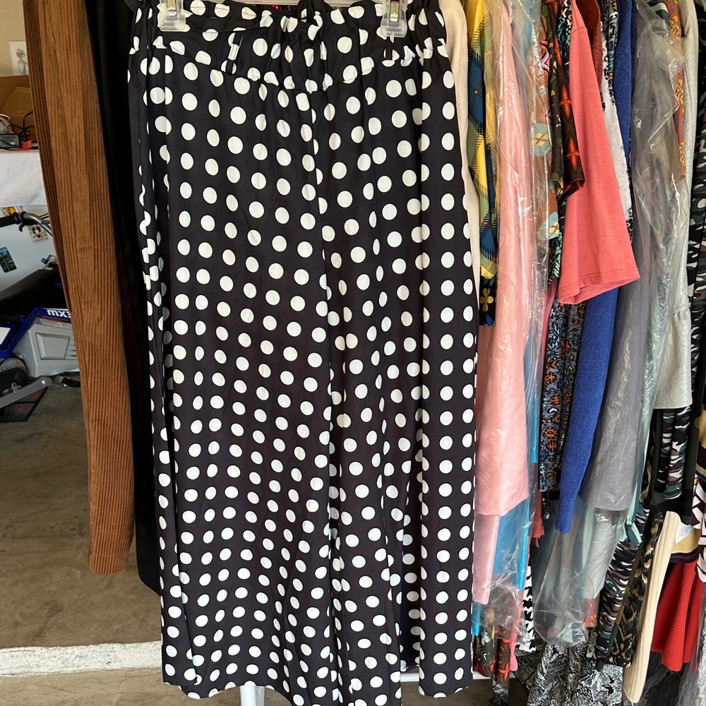 Polka Dot Wide-Leg Pants